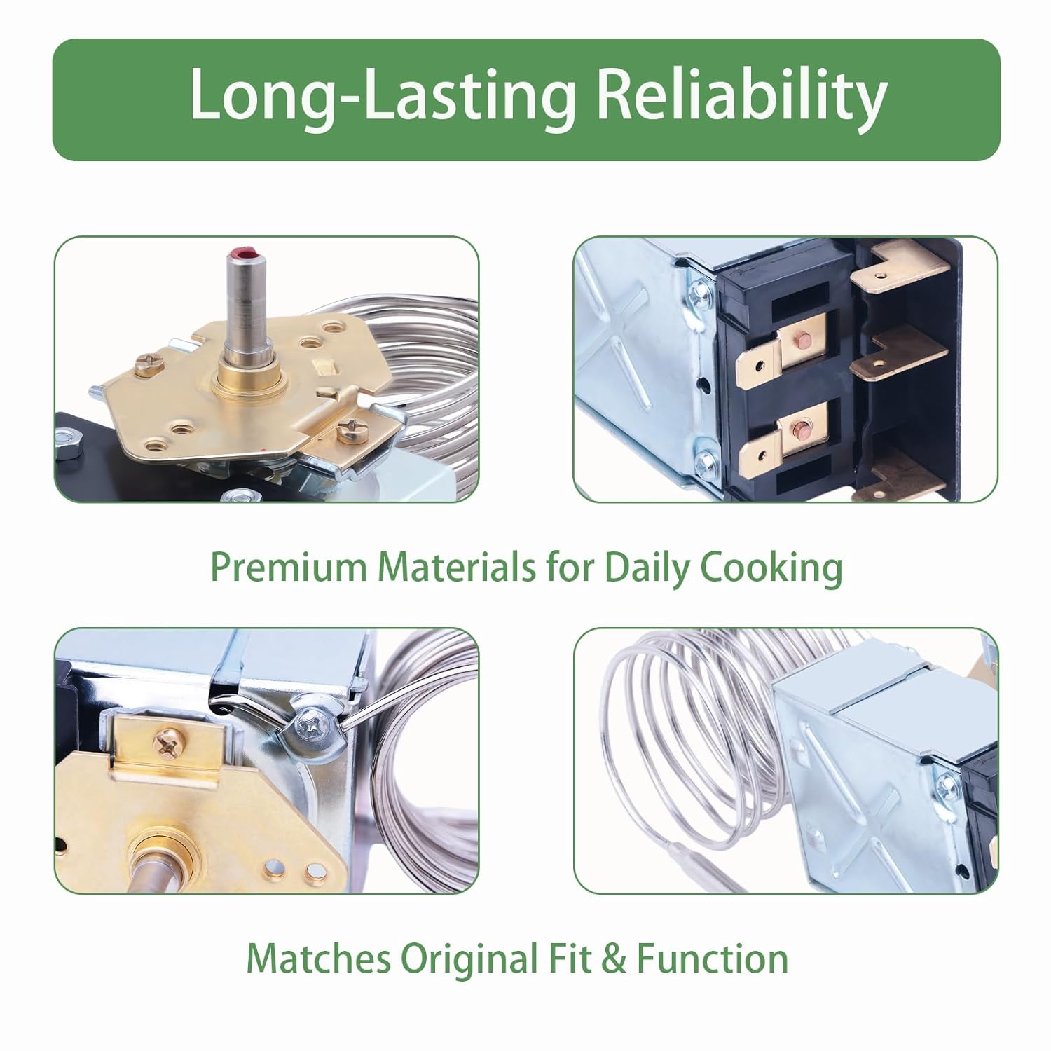 KKTB-18-48 Oven Thermostat 5A 120VAC, 48" Capillary Tube, Max 599°F, Replacement for Robertshaw KKTB-18-48, Fits 30/36/48" Gas Range with 18" Oven Cavity (Awoco, Forno, Thor)