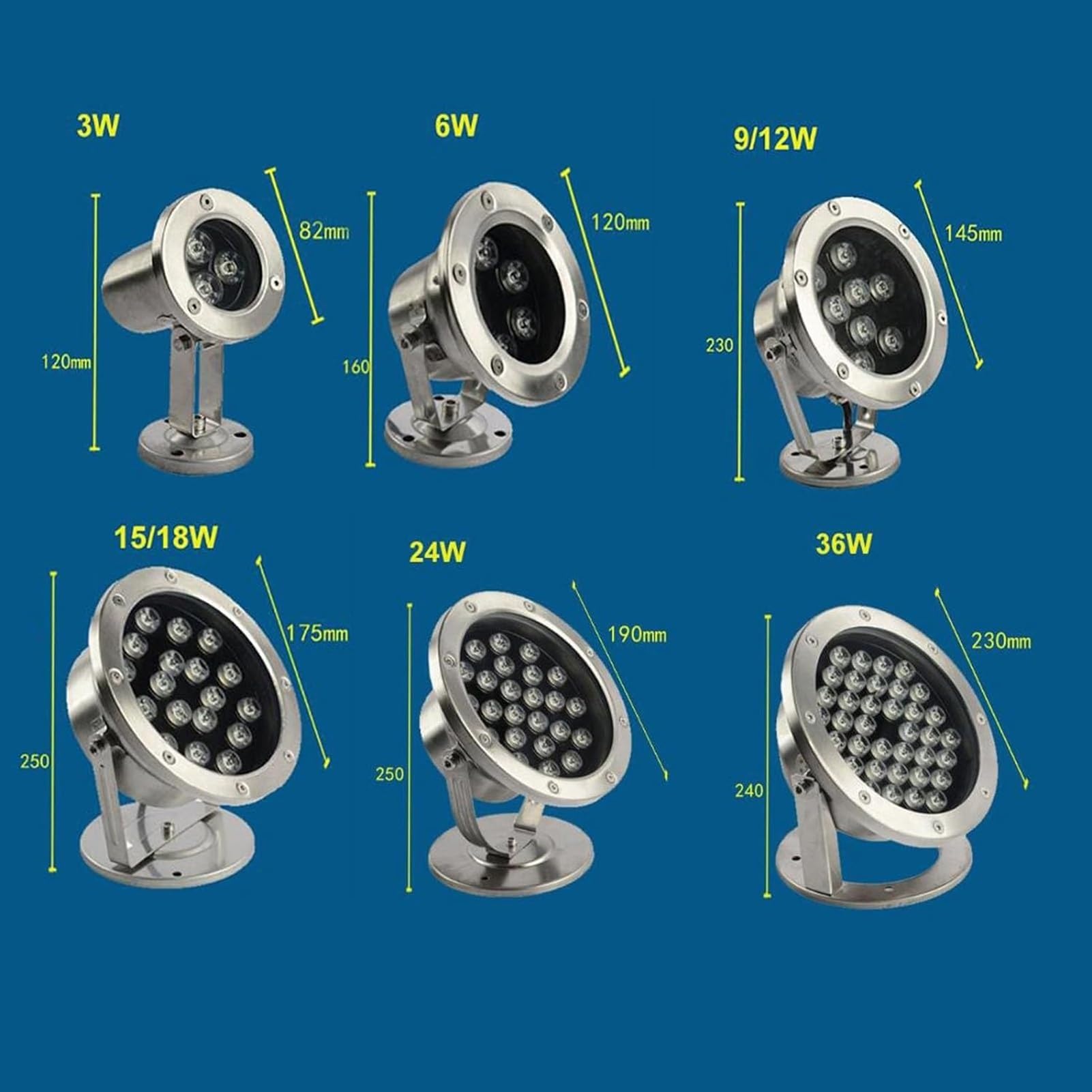 Lampa basenowa LED, zatapialna lampa fontannowa RGB, oświetlenie zewnętrzne z regulowanym niskim napięciem 12 V, wodoodporna lampa basenowa IP68, do akwarium i imprezy (ciepła biel, 36 W)