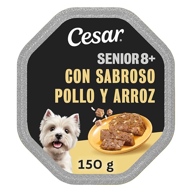 Cesar 14 x 150 g Senior 8+ Bandeja con trozos de Pollo y arroz en gelatina