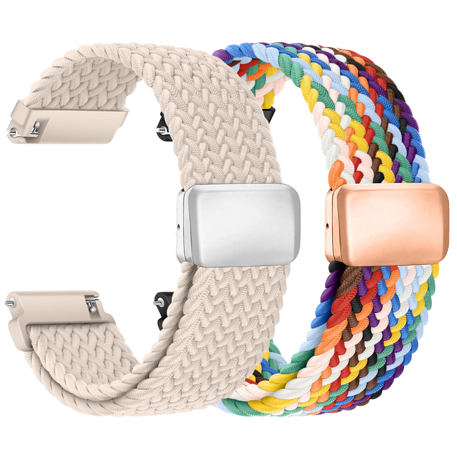 chinbersky Nylon Geflochtenes Uhrenarmband 20mm Uhrenarmband 22mm mit Magnetischem Verschluss, für Herren Damen Elastisches Ersatzarmband