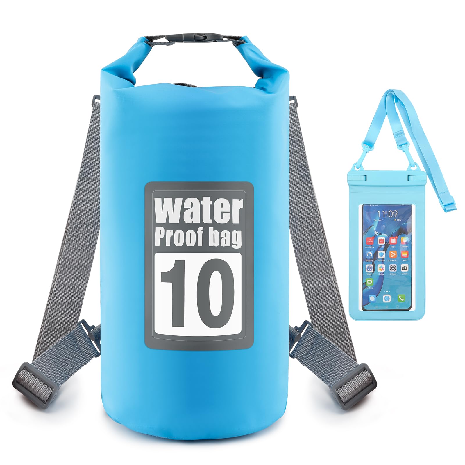 JDBlissful Dry Bag 10L Wasserdichter Rucksack, Carbonfaser Tragbarer Rucksack mit Handy Wasserschutzhülle, wasserdichte Tasche für Schwimmen, Kajak, Boot, Wandern, Outdoor & Alltag - Schwarz JDBlissful Dry Bag 10L Wasserdichter Rucksack, Carbonfaser Tragbarer Rucksack mit Handy Wasserschutzhülle, wasserdichte Tasche für Schwimmen, Kajak, Boot, Wandern, Outdoor & Alltag - Schwarz