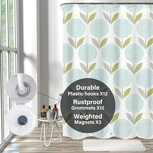 Miniatura 5 de Forro de plástico para ducha, forro de cortina de ducha de EVA 6G de alta calidad con ojales inoxidables y 3 imanes pesados, cortinas de ducha