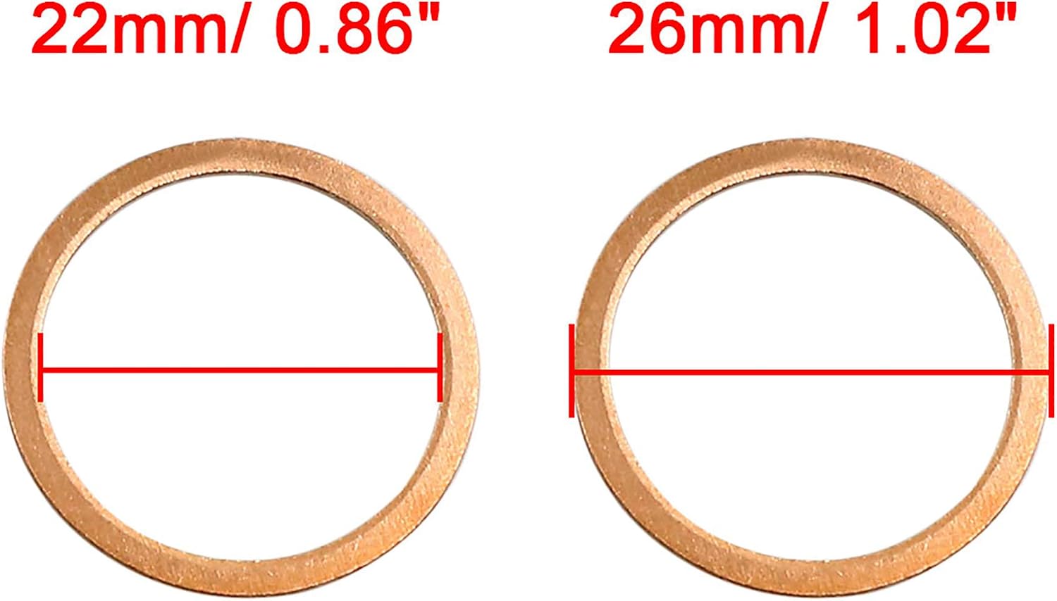 X AUTOHAUX 10 Pcs 22mm Inner Diameter Copper Washers Flat Seal Gasket Fitting - Image 4