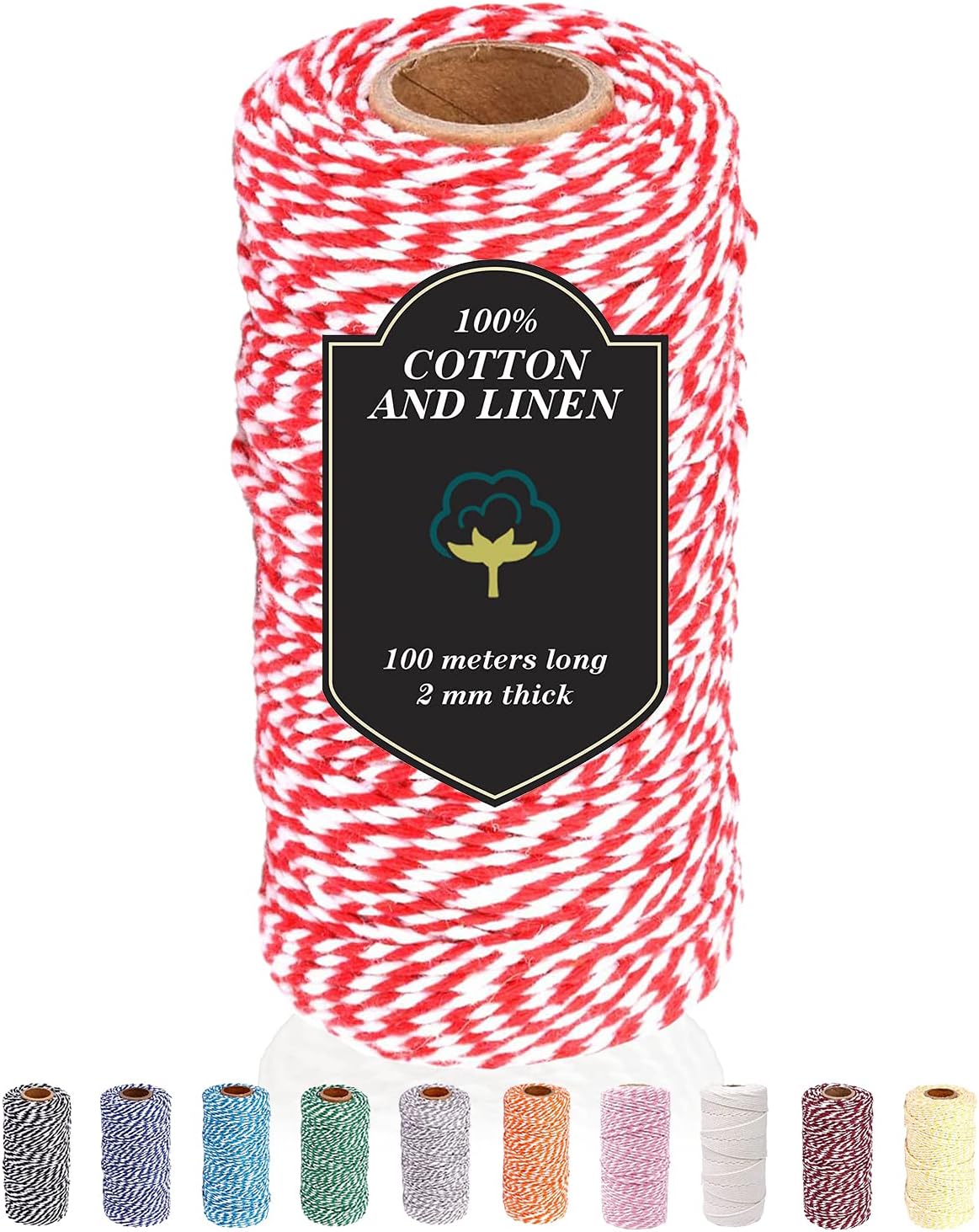 red Twine Christmas Cotton Rope, Used for Gift Wrapping and