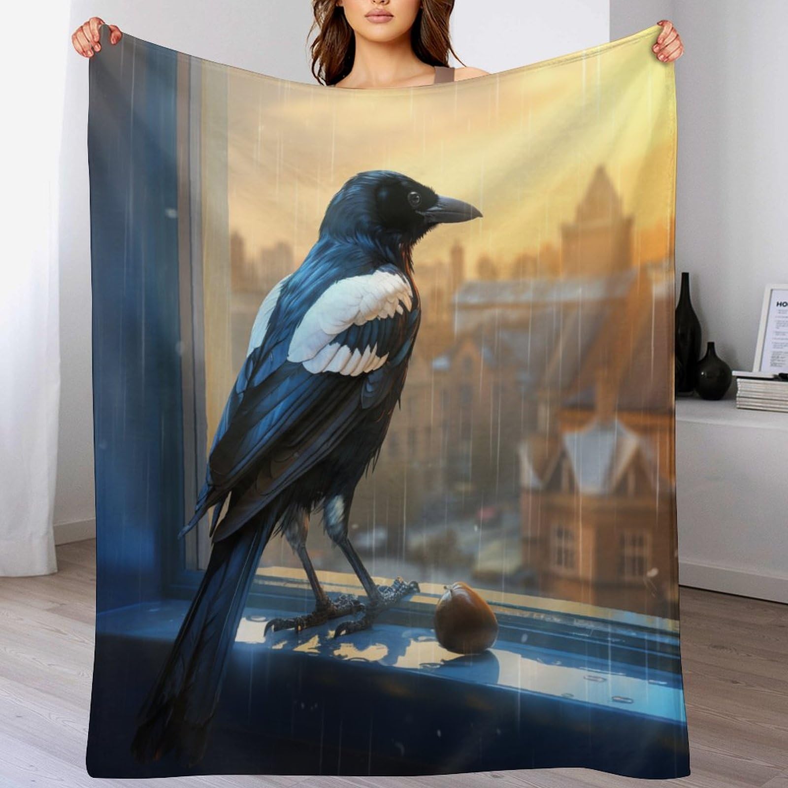 Couverture flannel oiseau douce et chaude de 150x200cm lavable