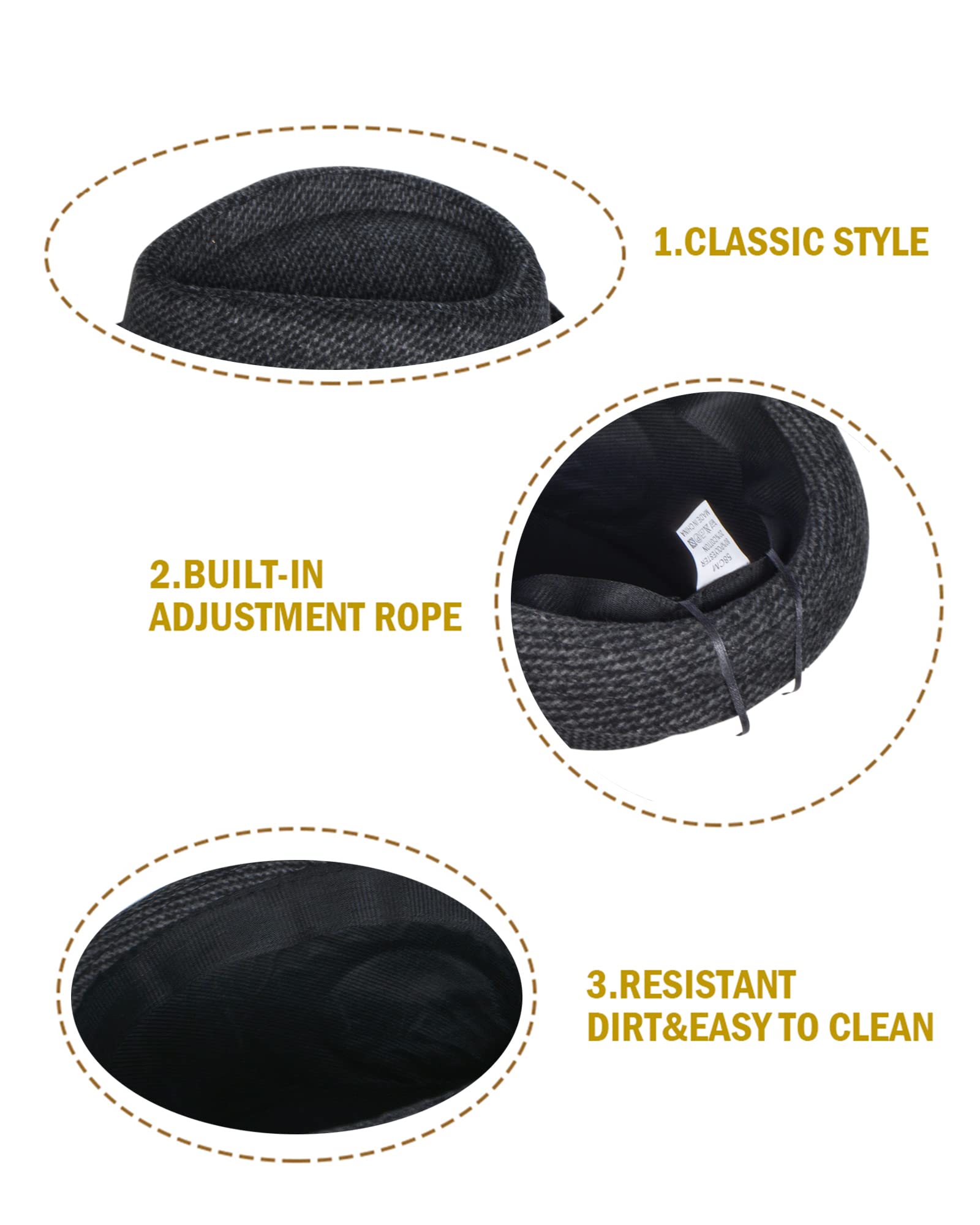 Vintage Kapelusz Fedora Trilby Czapka Jazzowa Melonik Kapelusz Gangster Fascinators Panama Czapka Jazzowy Z Szerokim Rondem Roll-up Dla Mężczyzn Kobiet 56-58cm