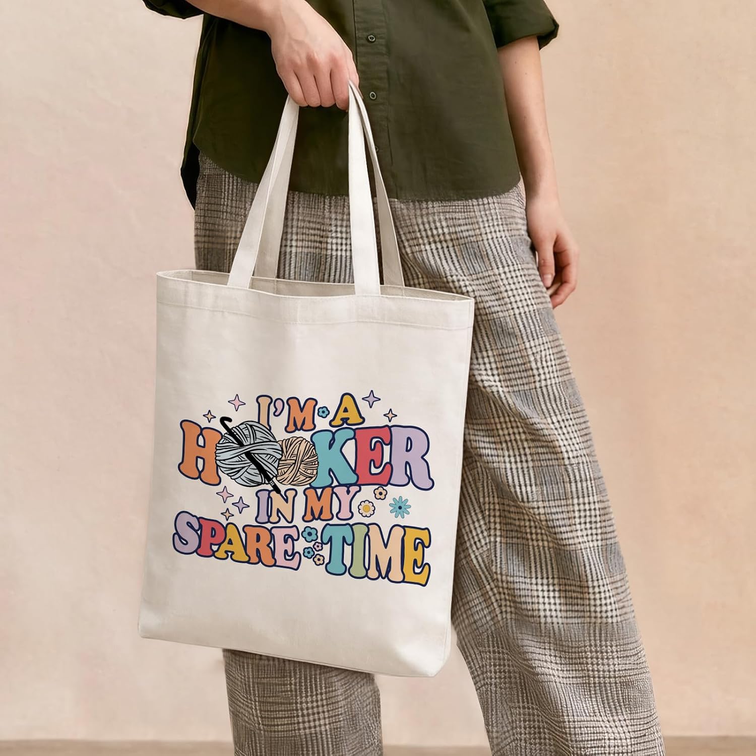 Funny Crochet Canvas Tote Bag Gifts for Crocheters Women Mom image 2