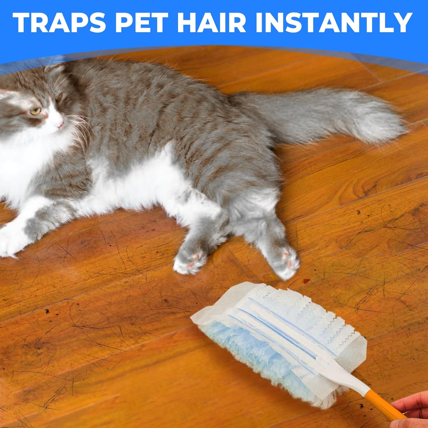 100 Pack Duster Refills Compatible with Swiffer, Disposable Microfiber Replacement Heads for Multi-Surface Cleaning on Blinds, Furniture & Fans, Blue (No Handle)