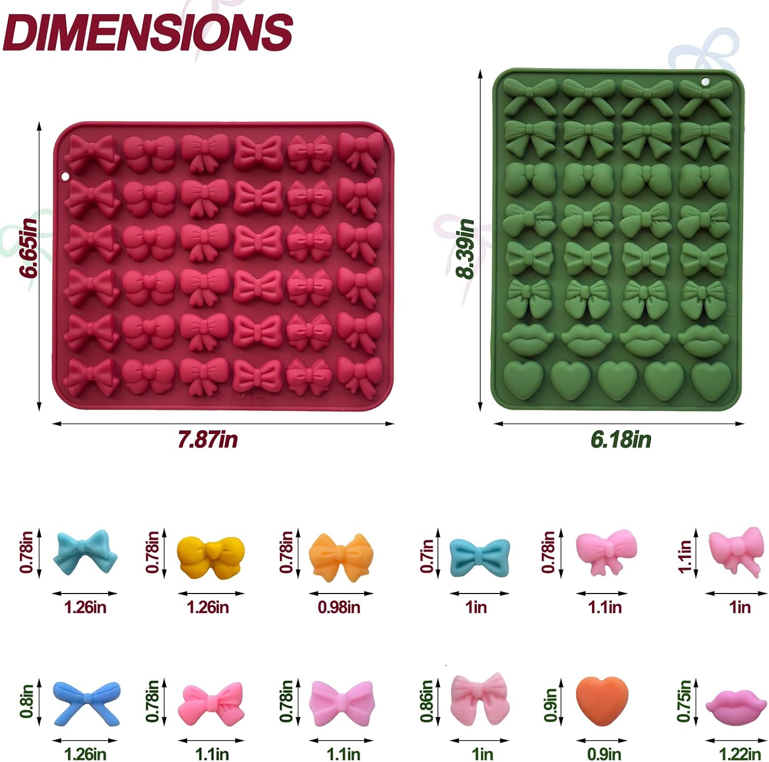 2PCS Bow Chocolate Mold 14 Shapes Mini Bow Silicone Candy Fondant Molds Butterfly Tie Edible Bow Mold for Chocolate Ice Cube Gummy Cake Pops Jelly Cookie Cupcake Decorating