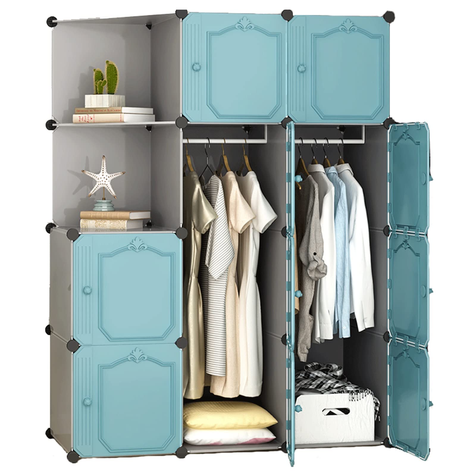 Kleiderschrank, Stoffschrank Garderobe Cube Kleiderschrank Kombination Kleiderschrank Tragbare Kleiderschrank Baukasten Kabinett Faltbare Locker Schlafzimmer Kleidung Schuhe Spielzeug Lagerschrank Ide