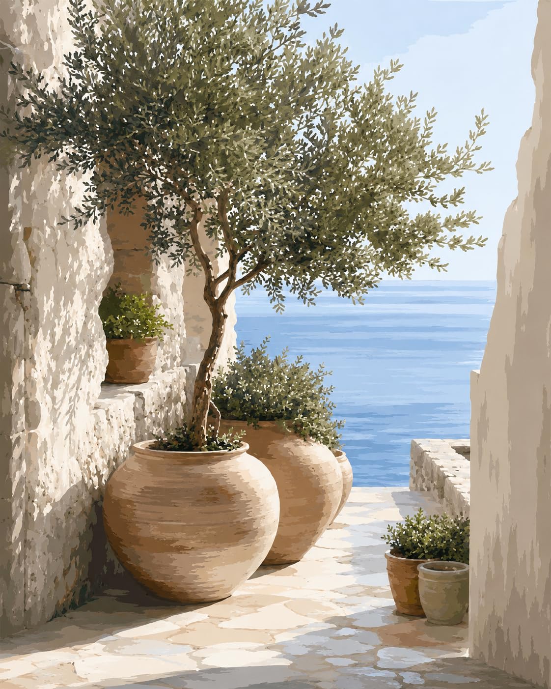 Hjjdiyes Paint by Numbers for Adults Olive Tree (Blue)