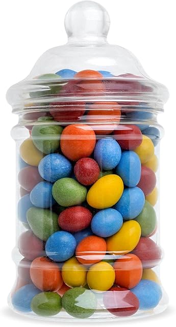 Pack of 3 Round Plastic Sweet Jars with Lids  Clear Plastic Food Storage Containers with Victorian Style Lids for Sweets, Dry Good, Nuts & more (380ml)
