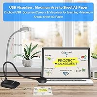 Vista 6 de Cámara de Documentos Kitchbai para Profesores, Cámara Web y Cámara de Sobremesa para Aula con Micrófono, Luces LED, Inversión de Imagen, Plegable