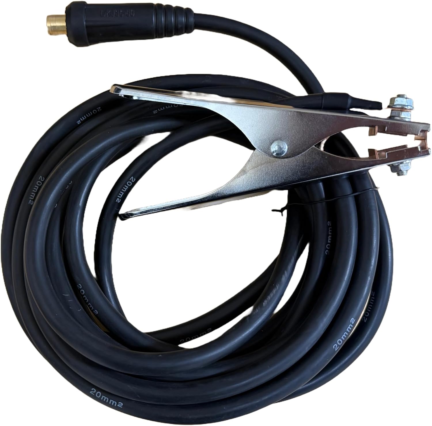 LOTOS GC03 19ft Welding Ground Cable 35-50 Dinse Heavy Duty Earth Clamp | Extra-long nineteen-foot extension lead grants workspace mobility | Secure low-resistance grip fits premium fabricators