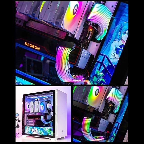 Addressable RGB Power Extension Cable, 24 Pin/2x8Pin/3x8Pin ATX RGB Cable, RGB ARGB Extension Cable, PC Internal Components for Motherboard Connector