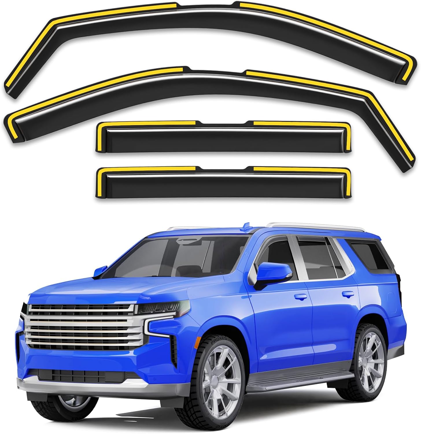 in-Channel Rain Guards Fit for Chevy Tahoe/Cadillac Escalade/GMC Yukon 2021-2026, Window Rain Guards Visors Vent Visors Window Deflector Vent Shades Car Accessories