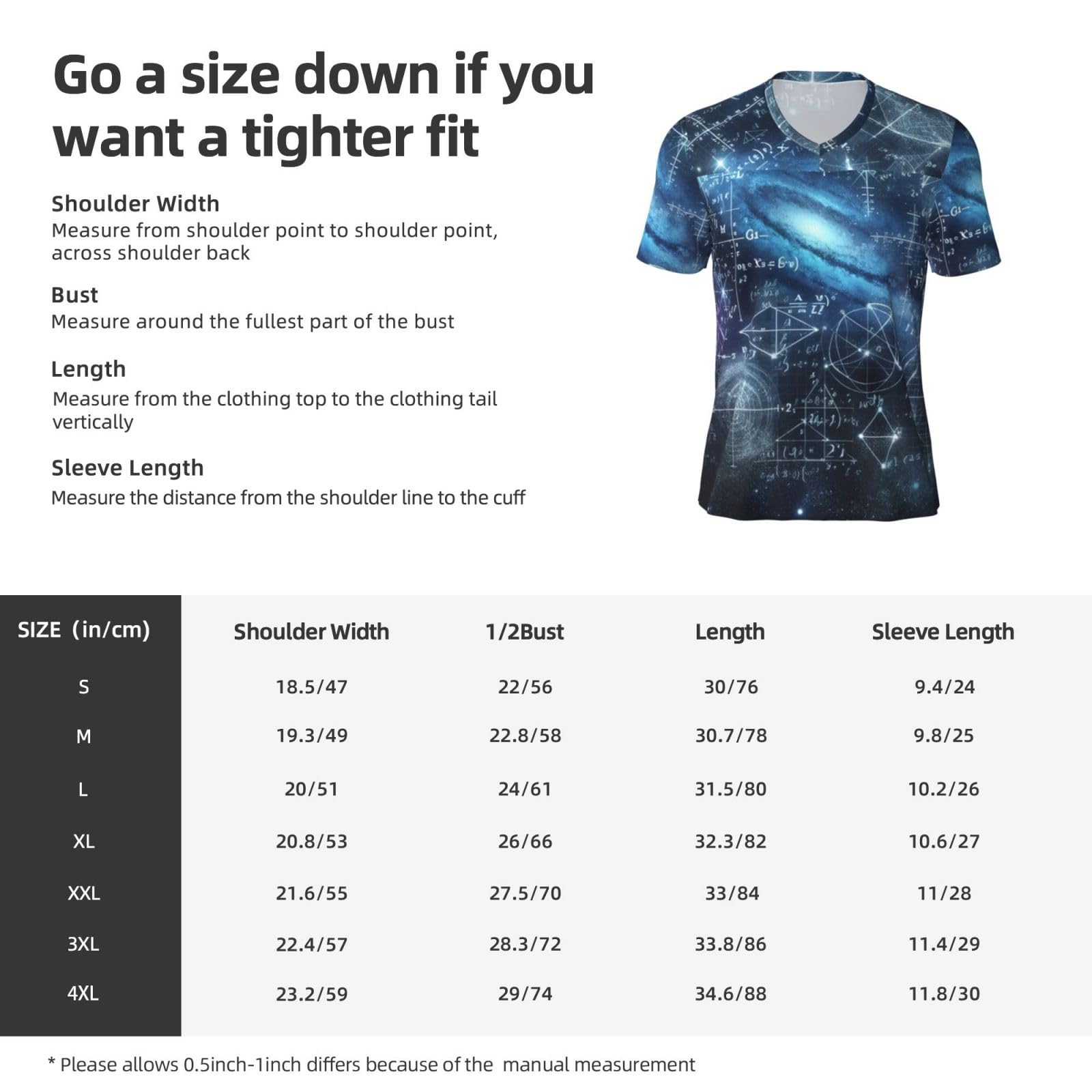 Stylish Athletic Sports Jersey Math-Formula-Starry-Sky Men's Rugby Jersey 3X-Large