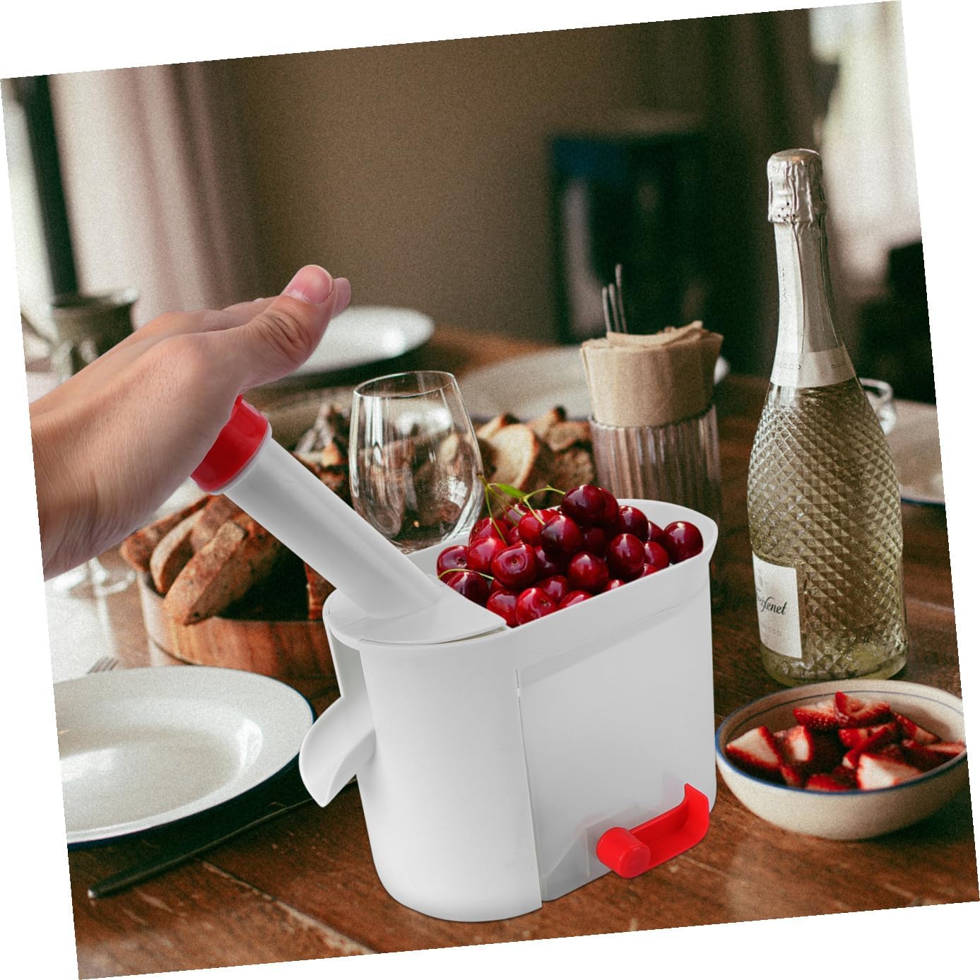 Multifunctional Cherry Pitter Tool Easy Squeeze Fruit Vegetable Gadget for Quick Pitting for Moms Feeding No Smell Easy to Clean