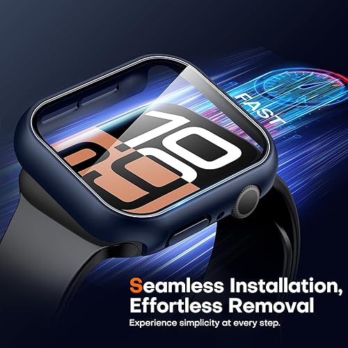 Miniatura 85 de Carcasas Tauri rígida, 2 unidades compatibles con Apple Watch SE Series 6, 5, 4, vidrio templado de dureza 9H integrado, delgada, a prueba