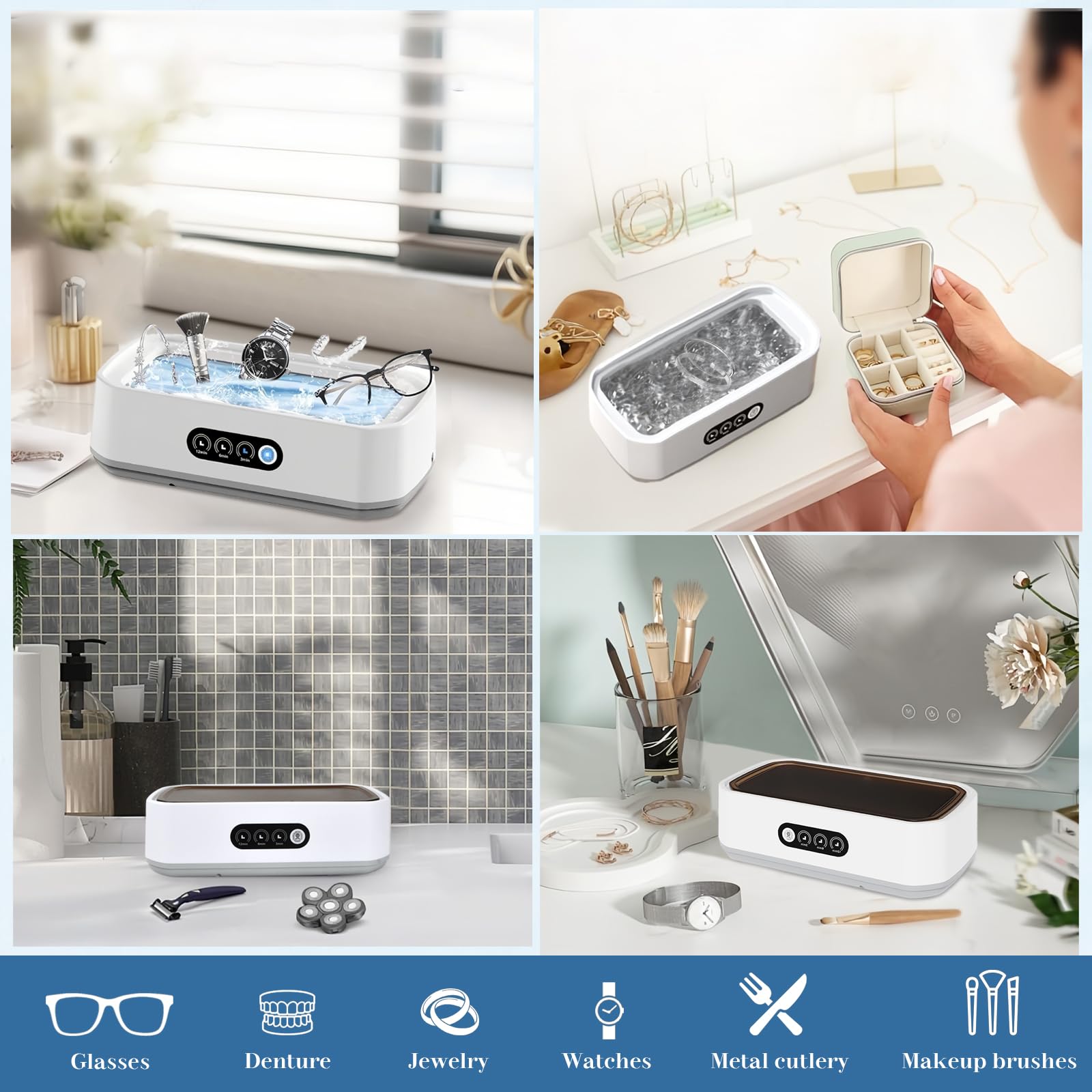 Ultraschallreinigungsgerät, 49kHz Ultraschallreiniger, 650ML Brillenreinigungsgerät, Ultraschall Brillenreiniger Schmuckreiniger, Ultrasonic Cleaner für Brillen Schmuck Münzen Zahnersatz