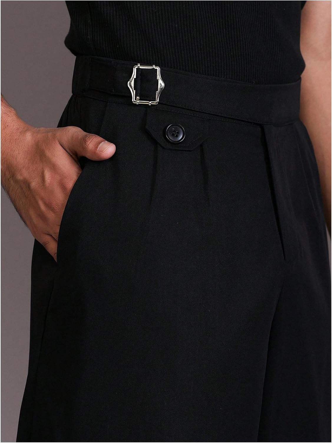 GORGLITTER Men's Wide Leg Baggy Dress Pants Casual Work Low Rise Pleated Suit Pants Loose Trousers Slacks with Pocket