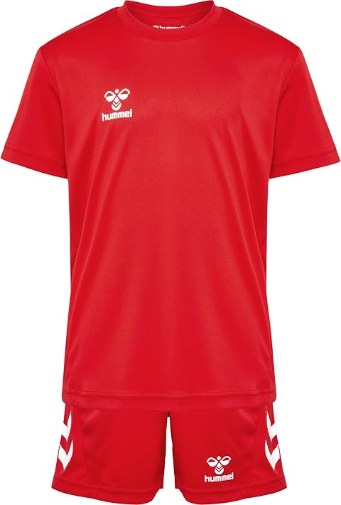 hummel Logo Set Trainingsanzug Kinder - Trikot - Sportanzug für Jungen und Mädchen - Training & Fußball Set mit Shorts und T-Shirt - aus 100% Polyester