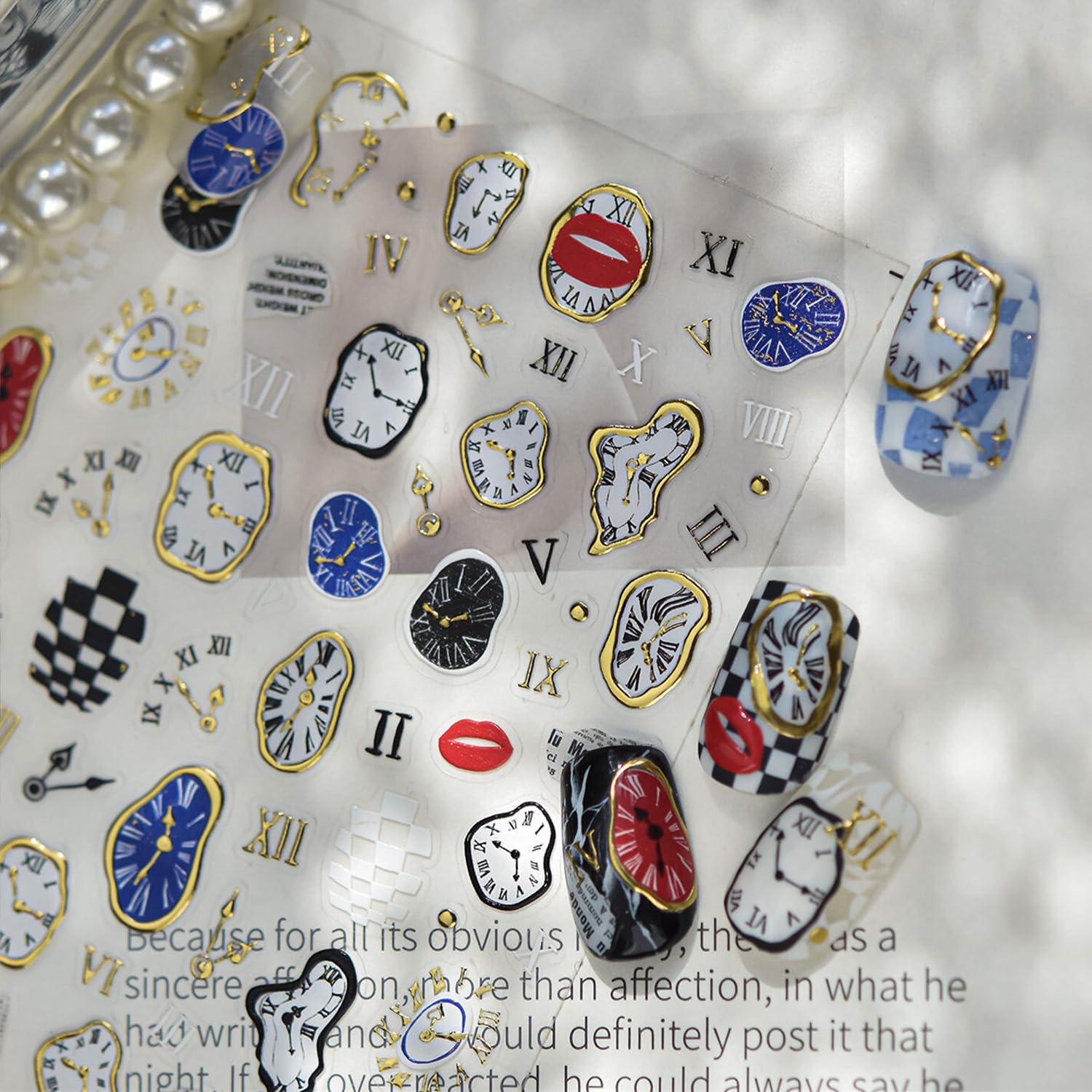 Christmas Nail Stickers for Nail Art New Year Golden Clock Charm Nail Art Stickers Holiday 5D Embossed Nail Decals Self-Adhesive Nails Supply Manicure Sliders for Nails Decoration image 4