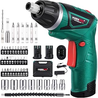 POSENPRO Cordless Electric Screwdriver wtih 2 Battery, 7.2V Rechargeable Power Screwdriver with 48 pcs Accessories, Screw Gun with 6+1 Torque Setting & Twistable Handle for Home DIY, BMC Packing