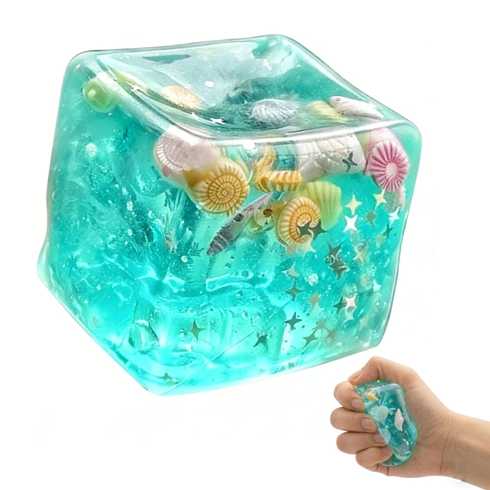 Photo 1 of Ice Cubes Marine Shells Squishies Toy,Soft Slow Rise Squishy Stress Relief Toy, TPR Ice Cube Soft Stress Relief Toy for Adults Anxiety Relief, Party Favors, Table Decoration(1PCS)