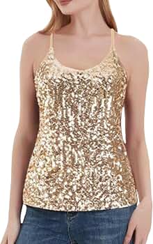 Women's Party Sequin Tank Top Basic Camisole Sparkle Club Shiny