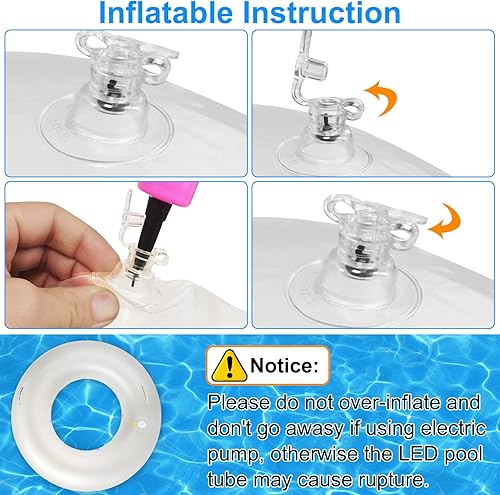 Miniatura 4 de Flotadores inflables de piscina flotadores de piscina de 22 pulgadas para niños con luces LED anillos de natación LED transparentes con asas