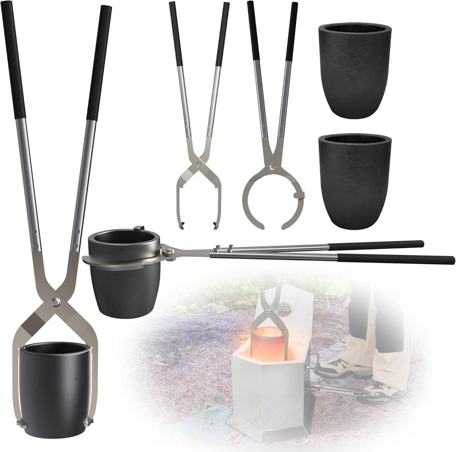 Lyrufexon 9Kg Crucible Tongs Set for Melting Metal, Lifting