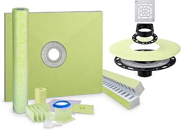 Waterproof 2" ABS Center Shower Kit 48"x48" Polished Steel | Showertec Kit w/ 48"x48" Center Tray, 2" Drain Kit, Polished Stainless Steel AISI 304 Grate - 4" Grid STC-SDKABS98IL