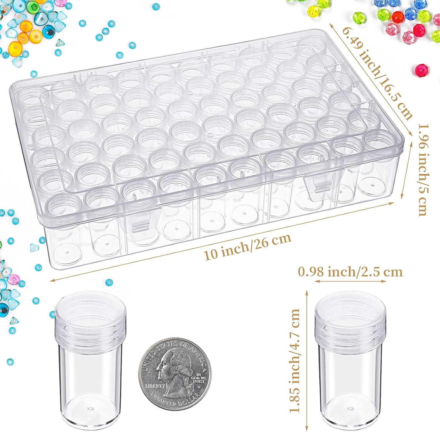 60 Grids Diamond Painting Storage Containers 5D Art Craft Accessories Beads Organizers with 64 Pieces of Label Stickers for Nail Diamonds Rhinestone Beads Seeds Storage