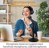 Vista 6 de 2 juegos de soporte ajustable para micrófono de escritorio, soporte de micrófono de mesa con tornillo macho de 5/8 pulgadas a 3/8 pulgadas hembra