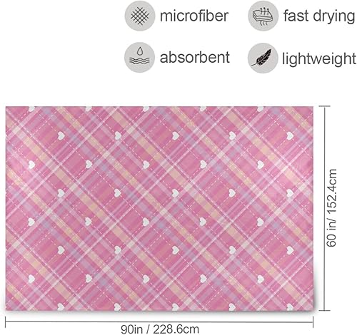 Miniatura 3 de KLL Buffalo Plaid Check Tartan Scotland Pink Love Bed Blanket Spring Plush Blanket Microfiber Flannel Throws 60"x90" for Car, Home Decor, Picnic