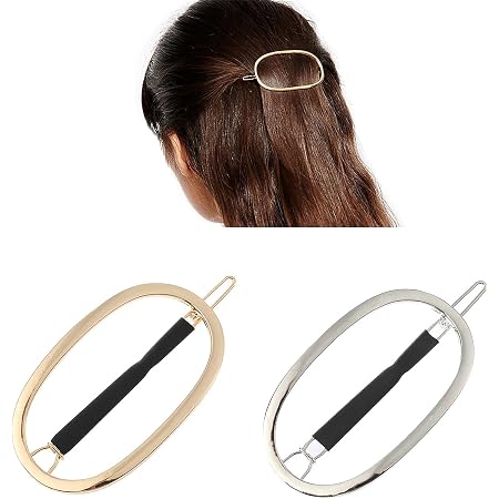 Beautymood 6Pcs Minimalist Dainty Gold Silver Hollow Geometric Metal Hairpin Hair Clip Clamps,Circle, Triangle And Moon (611720492893)