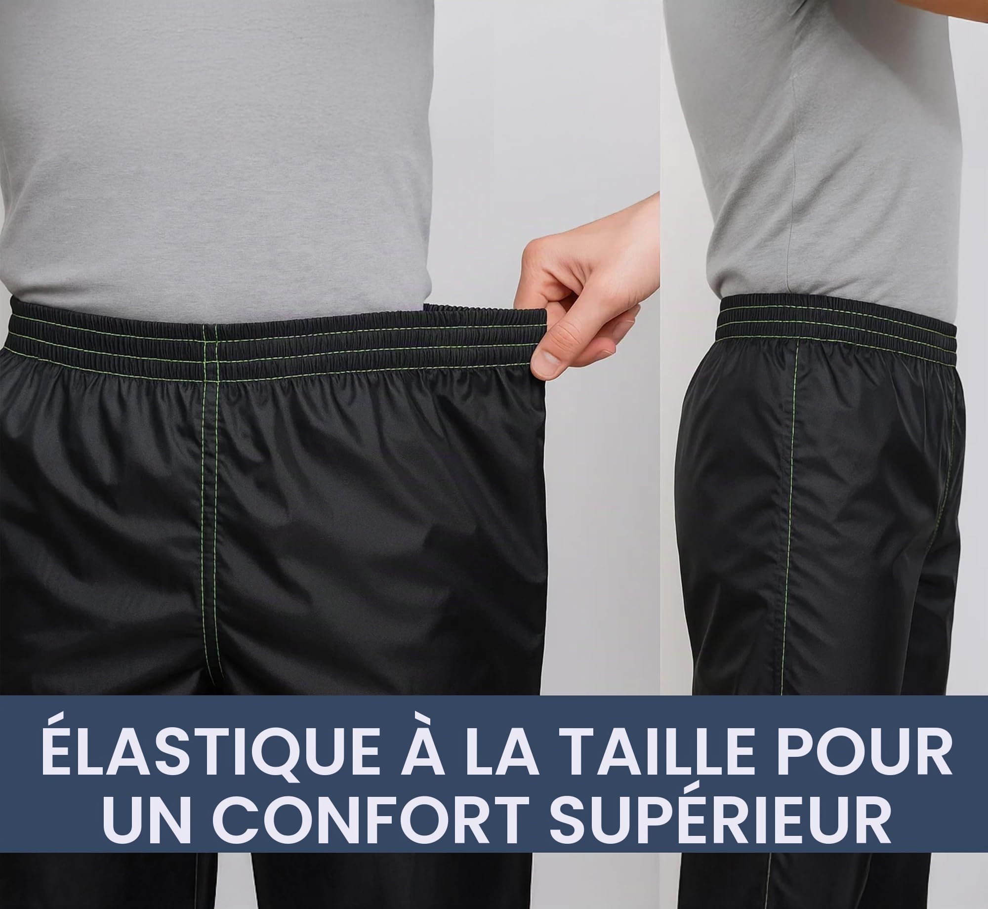Auto Accessori Lupex Combinaison de moto imperméable anti-pluie coupe-vent, couleur noire, avec sac, ensemble complet veste et pantalon de pluie avec capuche escamotable, disponible en plusieurs