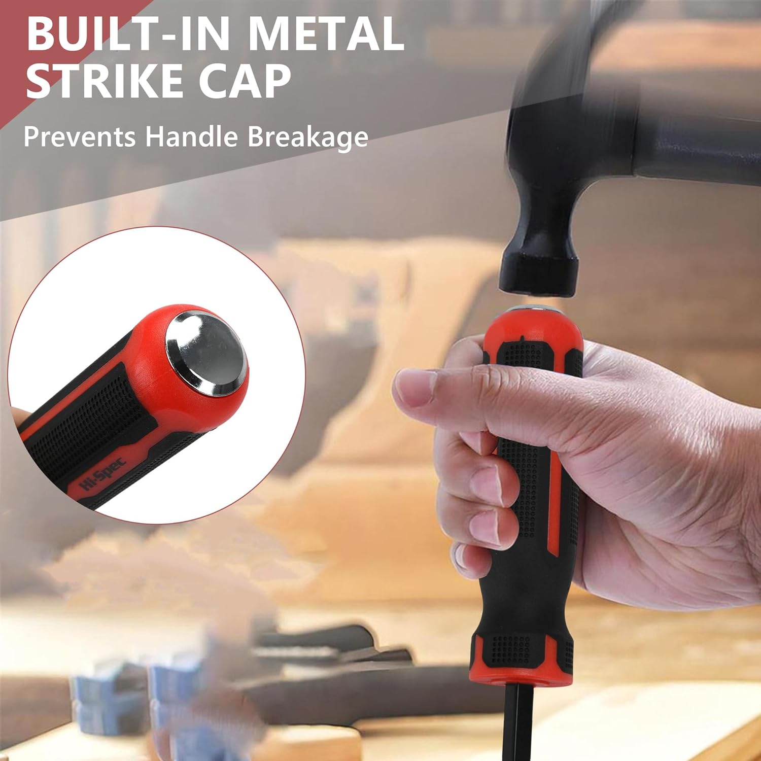 4-Piece Heavy Duty Pry Bar Set, 8", 12", 18", 24" Mechanic Hand Tools with Thicker Strike Cap Handle, Angled Tip for Prying, Lifting and Moving Objects, Black Orange