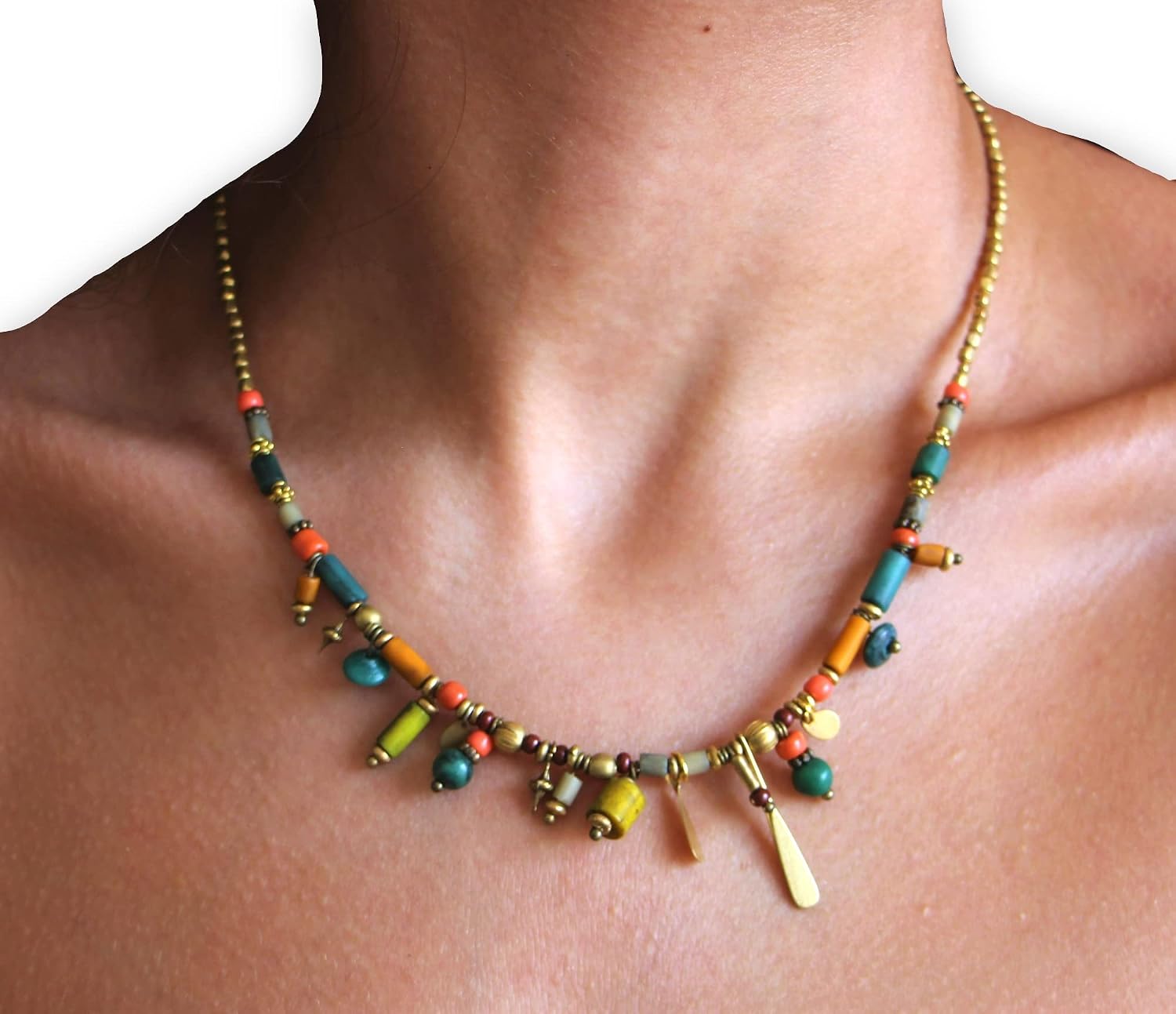 Hippie beaded necklace Gypsy tribal jewelry for women