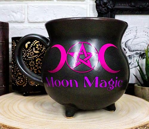 Miniatura 7 de Ebros Wicca Magia Magia Triple Luna Magia Reducción Mágica Caldero de porcelana cocida Cuenco en forma de taza o taza grande de 32 oz con asa Cacao