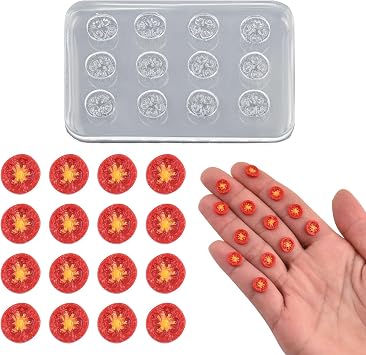 Cute Tiny Tomato Slices Resin Silicone Molds Micro Dollhouse Food Epoxy Casting Mold for DIY Resin Art Fairy Garden Miniatures Landscape Crafts Decor