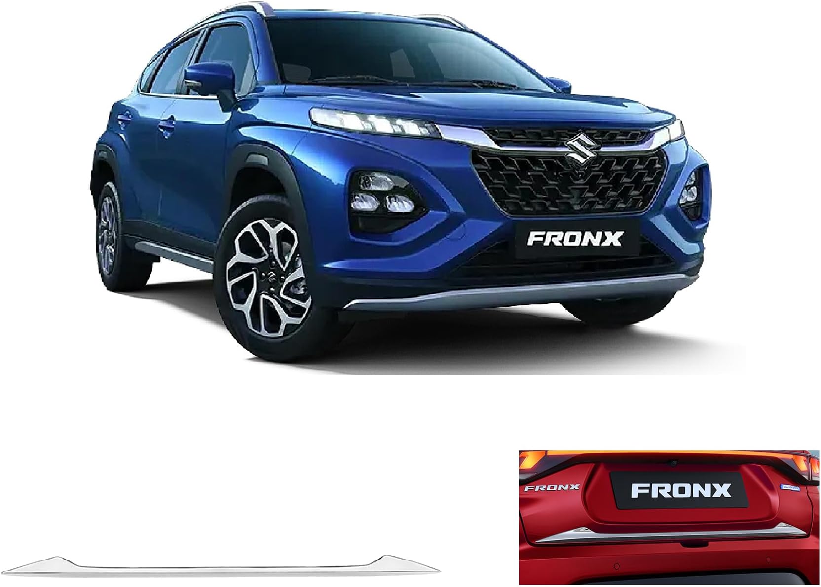 Empica Abs Plastic Chrome Trunk Garnish for Car Dicky Trim Garnish Rear Boot Patti Garnish Compatible with Maruti Suzuki Fronx All Variants 2023 Onwards