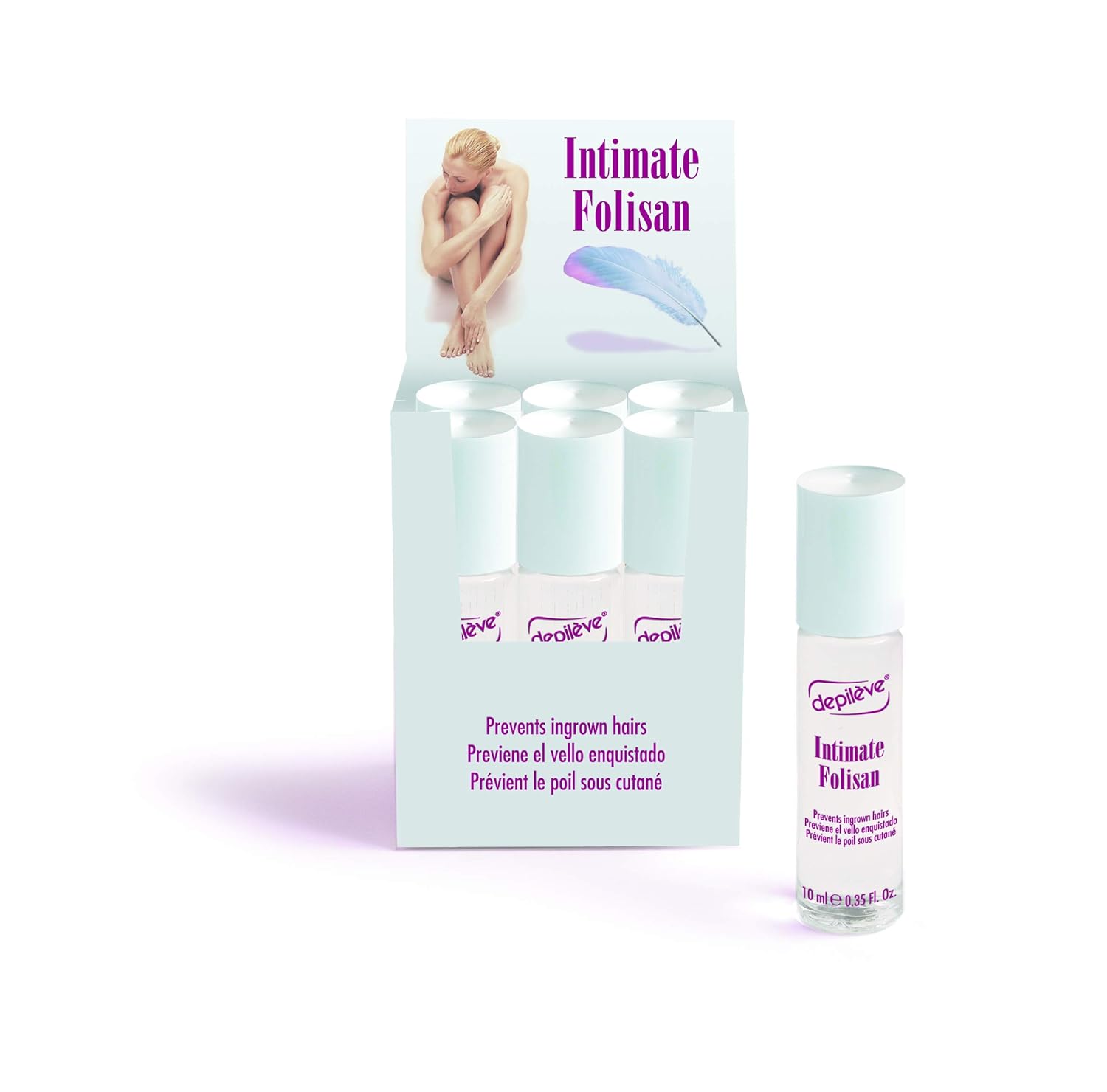 Depileve Intimate Folisan - Post Wax Gel, Roll-on applicator, Prevents Razor Burn, Razor Bumps and ingrown Hair, Ideal for Hard-to Reach Areas, Includes Six 10ml roll ons