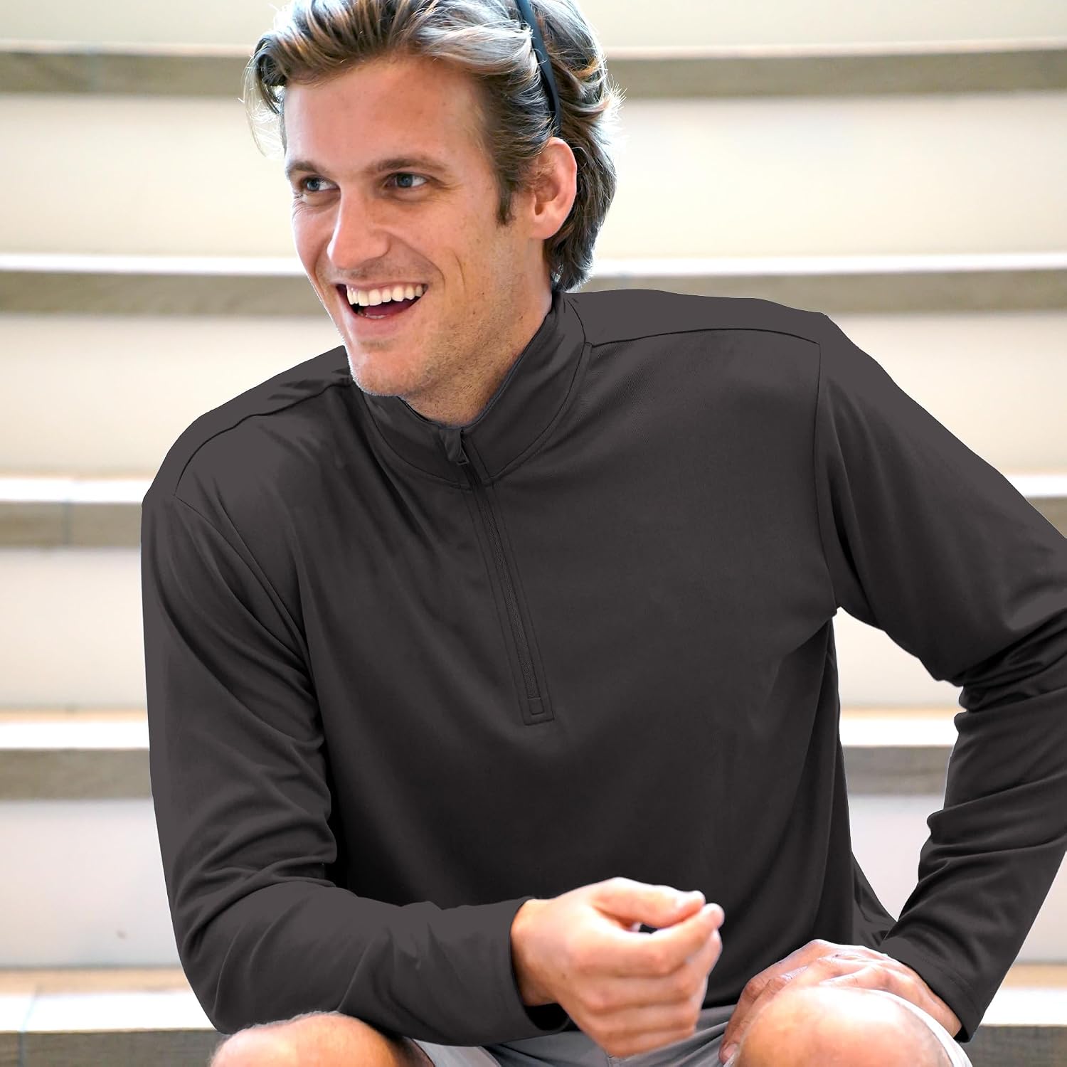 Reel Life Men's Jax Beach - Quarter-Zip Long Sleeve, Sun Shirts for Men, UPF 50+, Quick-Dry, Lightweight UV Shirts for Men