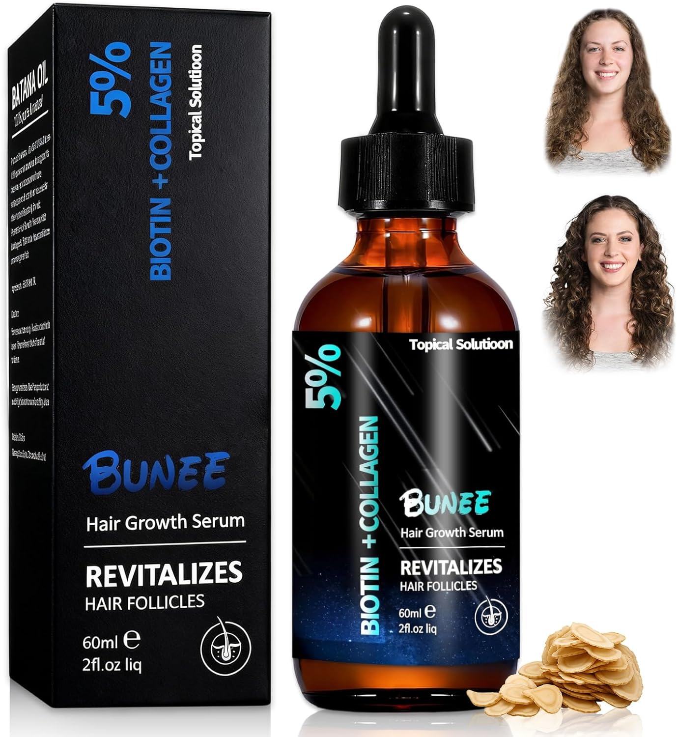 60ml Suero De Crecimiento Del Cabello, Estimula Acelerar El Crecimiento Del Pelo, Suero Para el Cabello, Fortalece el Cuero Cabelludo, Cuidado del Cabello Para Hombres y Mujeres