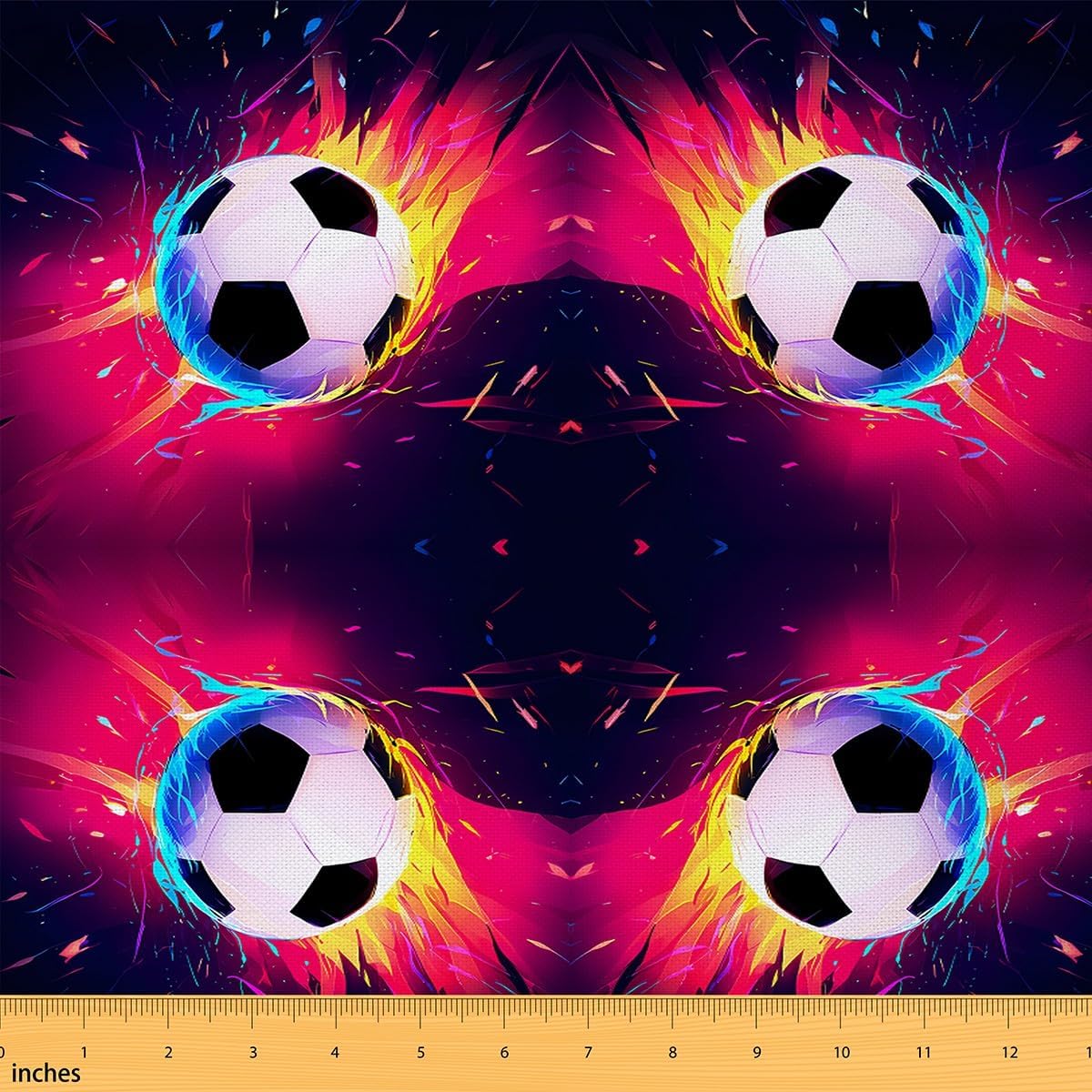 Kids Soccer Fabric by The Yard 2 Yards Ball Game Upholstery Fabric for Chairs for Boys Girls Teens Colorful Style Decorative Waterproof Outdoor Fabric Women Men Football Outdoor Fabric