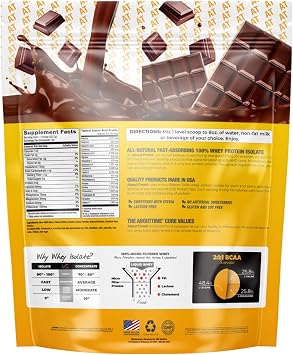 About Time Whey Protein Isolate Powder - Chocolate | Natural Ingredients, Non-GMO, Gluten-Free, Lactose-Free, Zero Sugar, Low Carb, 32 servings