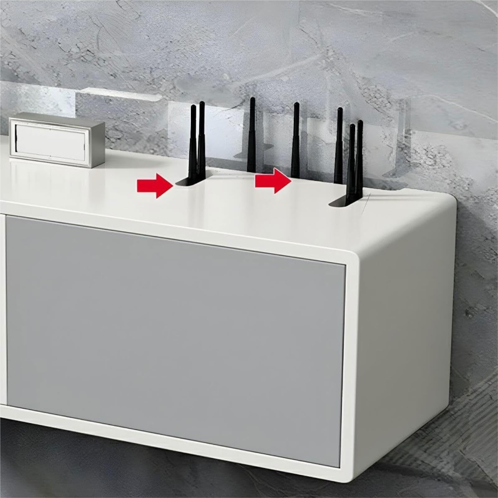 Meuble TV Flottant Mural avec Portes d'armoire Grises