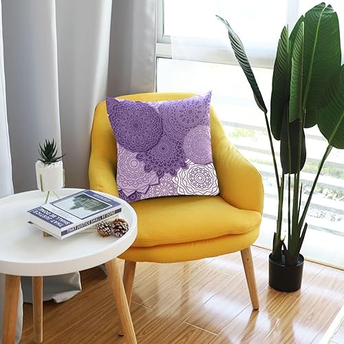 Miniatura 6 de Kigai Funda de cojín cuadrada decorativa de estilo bohemio con mandala morada de 18 x 18 pulgadas, para sofá, dormitorio, hogar